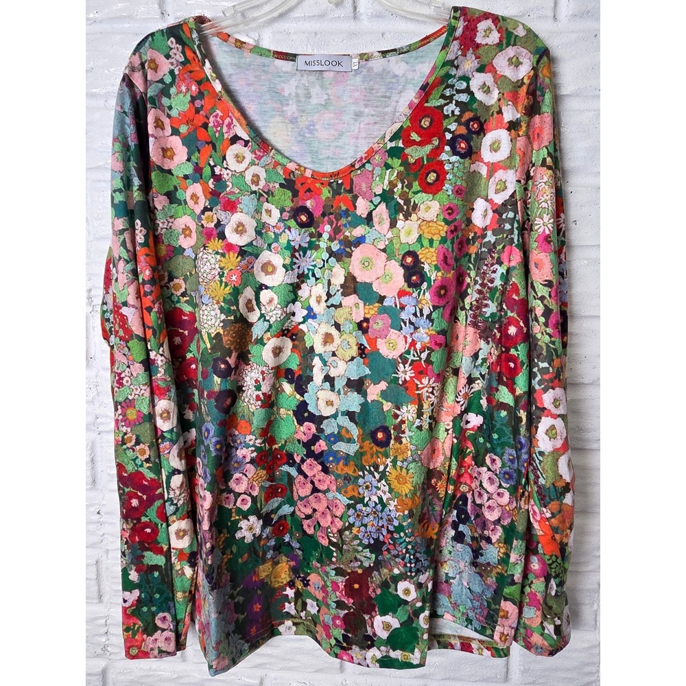MISSLOOK long sleeved shirt Women's size XL Floral Multi colors V neck